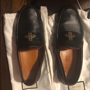 Black Gucci leather loafers